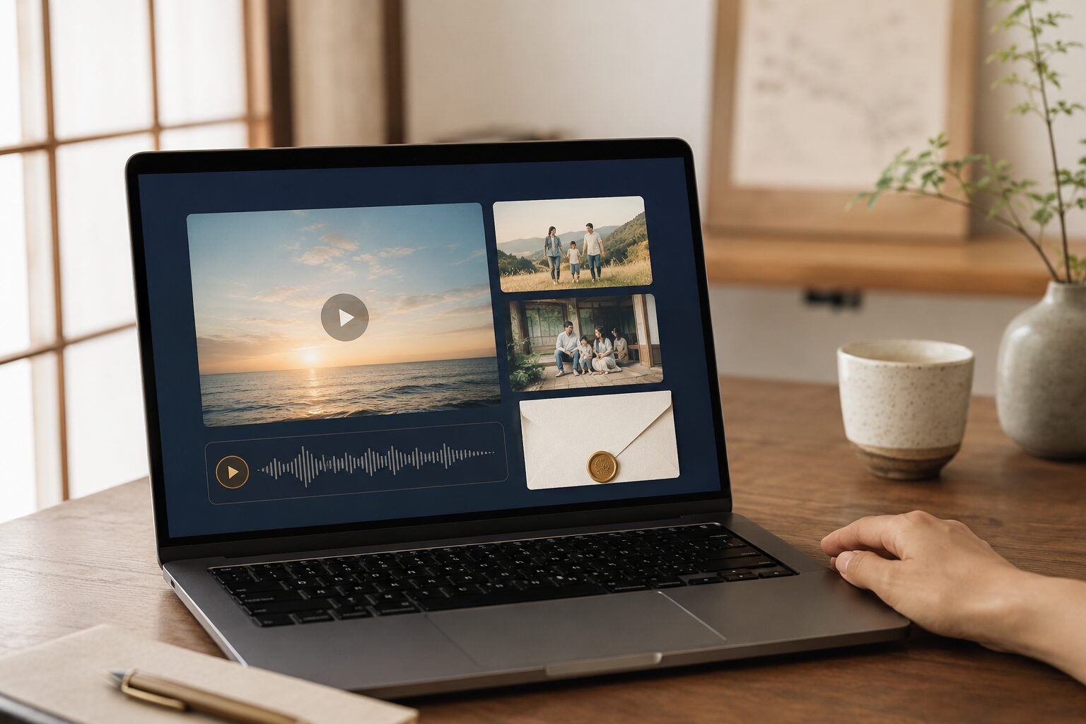 動画・写真・音声・手紙をまとめた専用メッセージページのイメージ